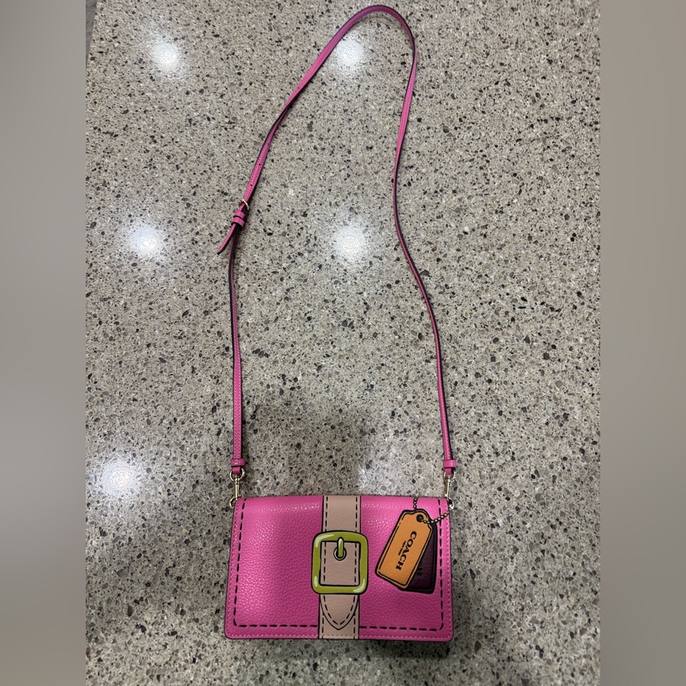 Coach Fuchsia and Beige Crossbody Bag